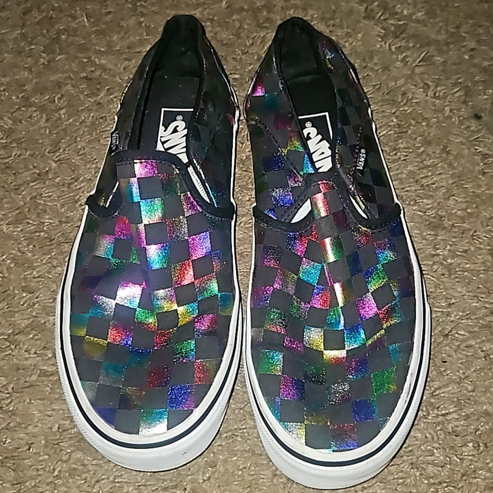 Iridescent Checkered Vans